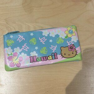 HELLO KITTY PINK FLORAL ZIPPERED PENCIL POUCH